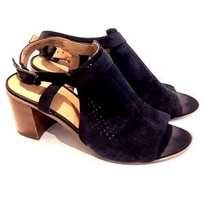 Franco Sarto Harlat 2 Suede Leather Navy Heeled Slingback Open Toe Shoes 7.5